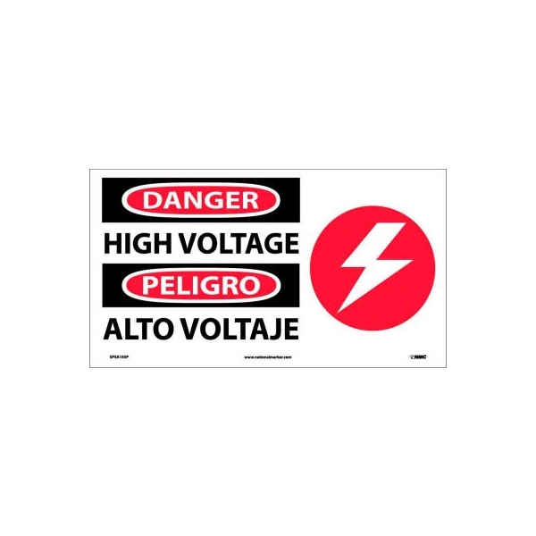 Bilingual Vinyl Sign - Danger High Voltage